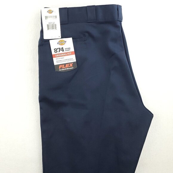 Dickies 874 Work Pants Flex Original Fit Navy Blue Men's 46x32 NWT - Picture 8 of 11